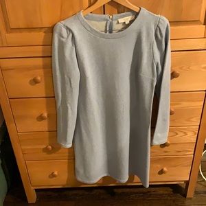 Puff sleeve blue sweatshirt dress